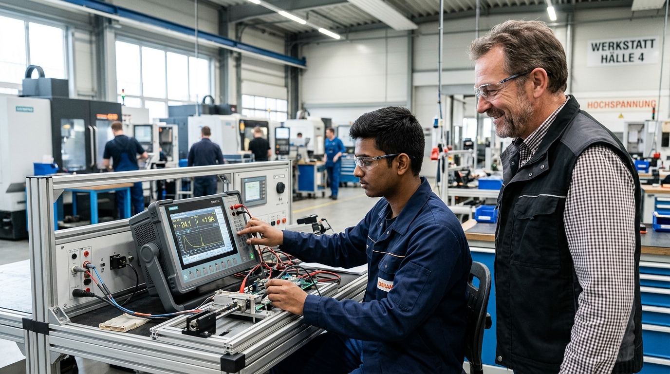 Indian apprentice receiving practical workplace training in Germany