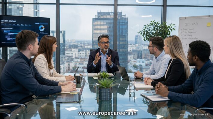 German Language Levels Explained Through Real Workplace Situations 7 Indian professional using German in a German workplace
