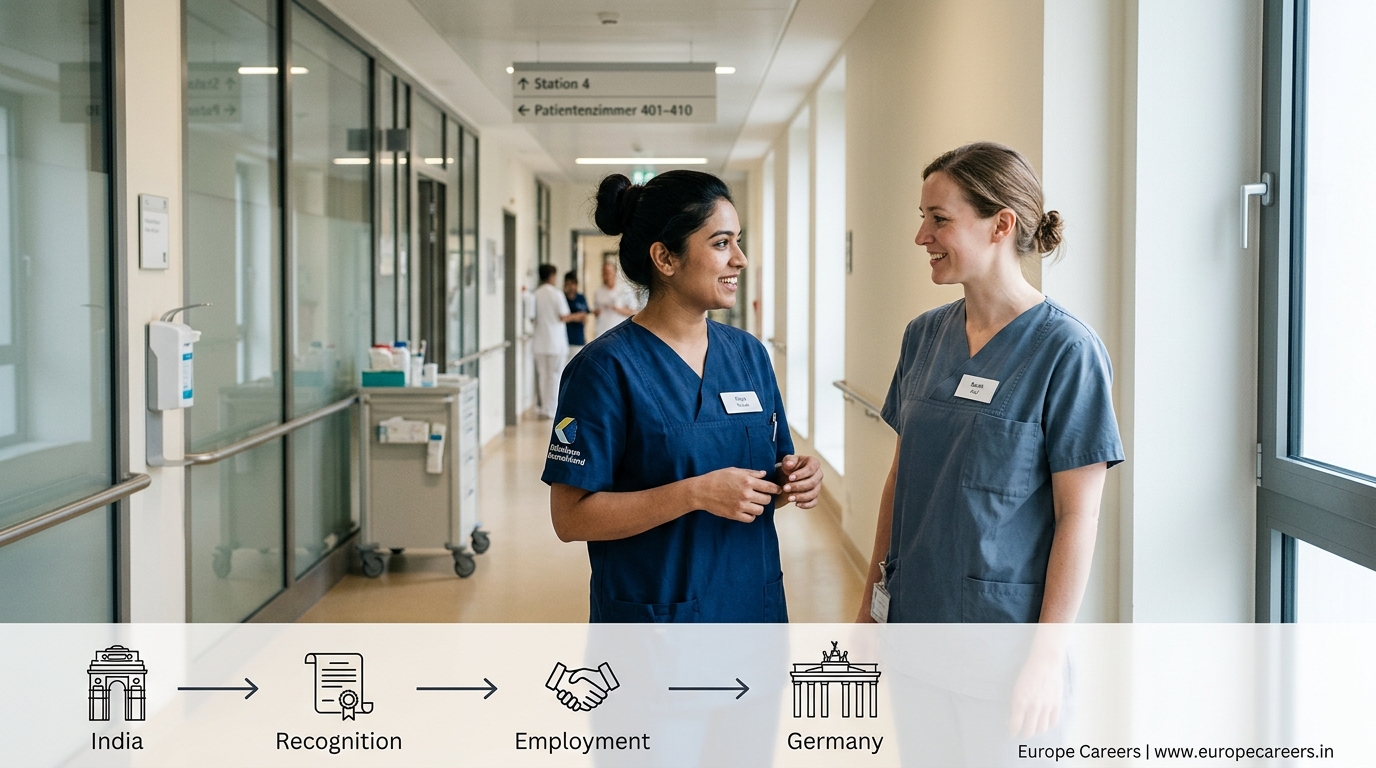 Indian nurse starting a professional career in Germany with Europe Careers support