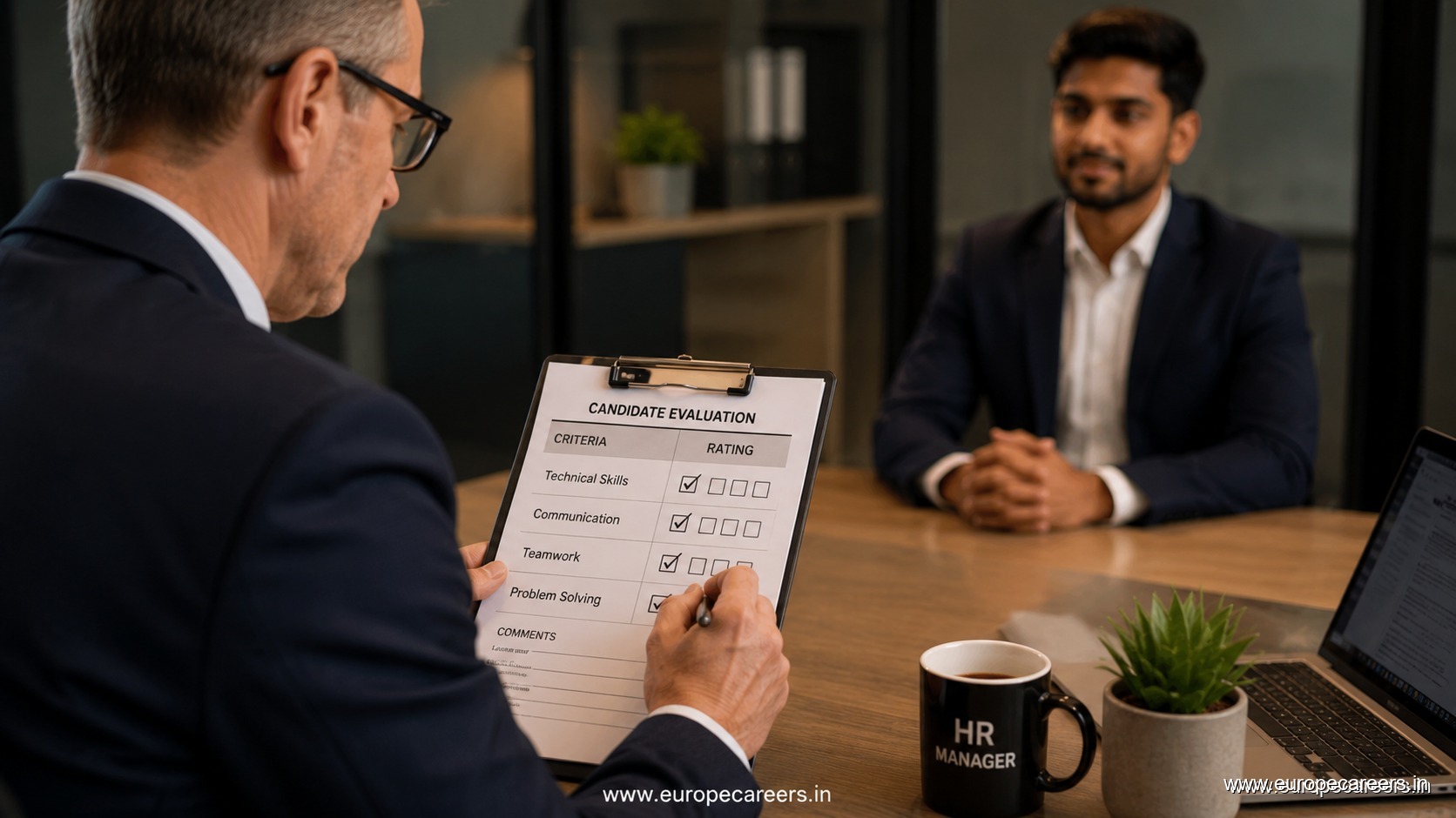 Indian professional interviewing with a German employer