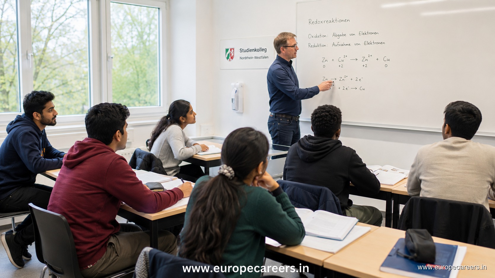Indian professionals learning German from A1 to B2 for work in Germany