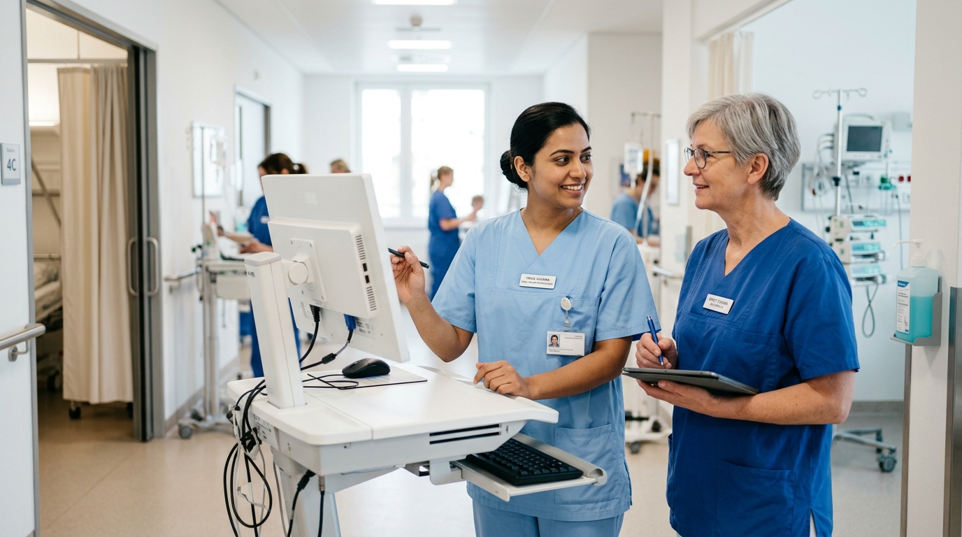 From India to Germany: Best Ausbildung Courses & Career Pathways (2026 Guide) 3 Indian nurse gaining practical healthcare experience in a German hospital